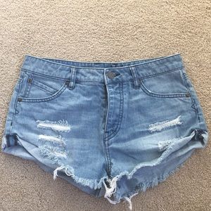 High waisted denim shorts